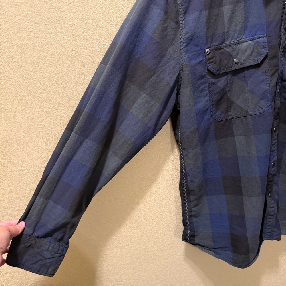 Men’s 2XL Affliction for Buckle Navy Blue Black Premium Embroidered Flannel - Picture 5 of 16